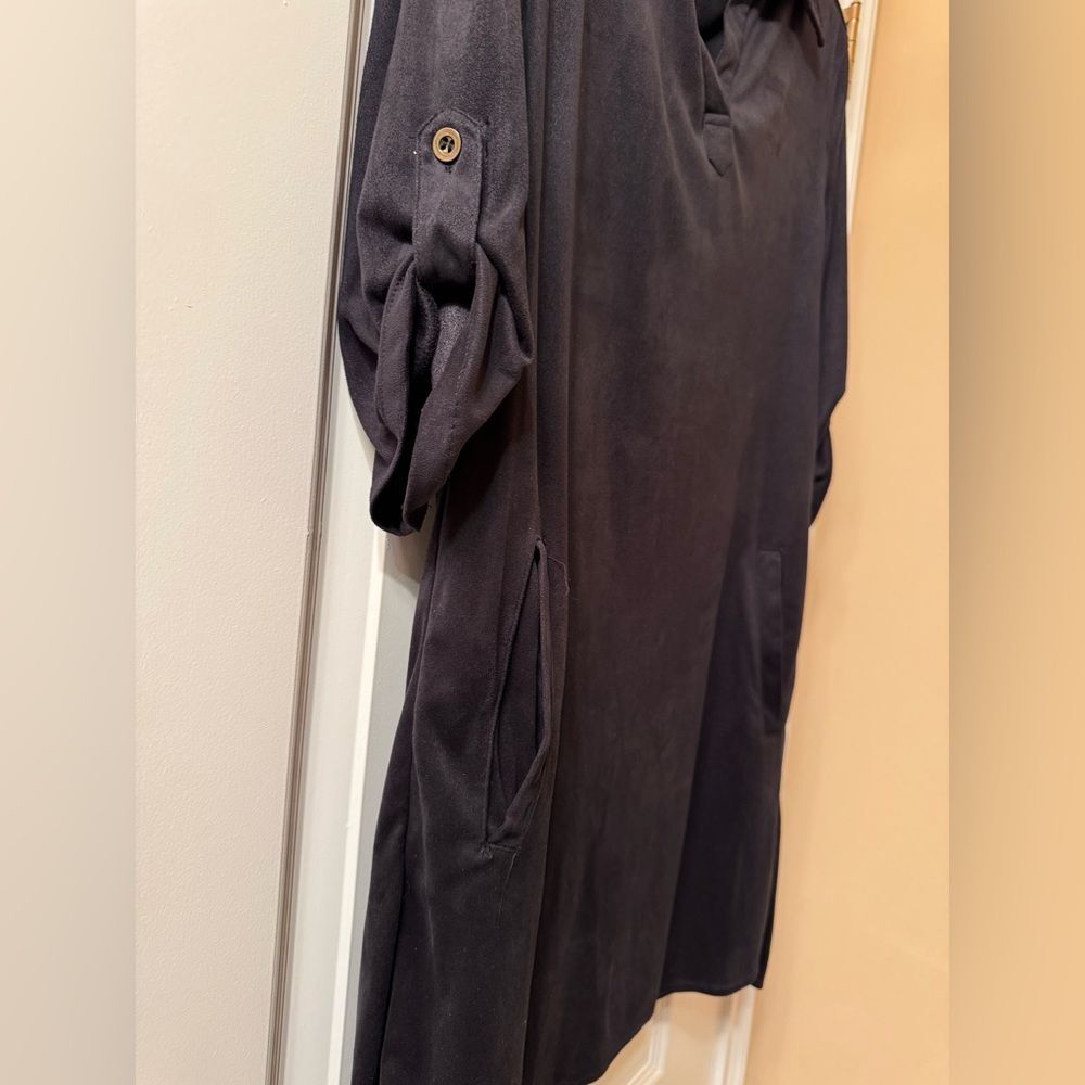 Women Navy Dress With Roll-Tab Sleeves Size Med - Picture 3 of 9